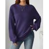 imageZeagoo Womens 2026 Fall Chunky Knit Sweater Oversized Crewneck Long Sleeve Winter Cotton Pullover Sweaters Jumper TopsPurple