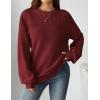 imageZeagoo Womens 2026 Fall Chunky Knit Sweater Oversized Crewneck Long Sleeve Winter Cotton Pullover Sweaters Jumper TopsWine Red