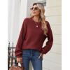 imageZeagoo Womens 2026 Fall Chunky Knit Sweater Oversized Crewneck Long Sleeve Winter Cotton Pullover Sweaters Jumper TopsWine Red