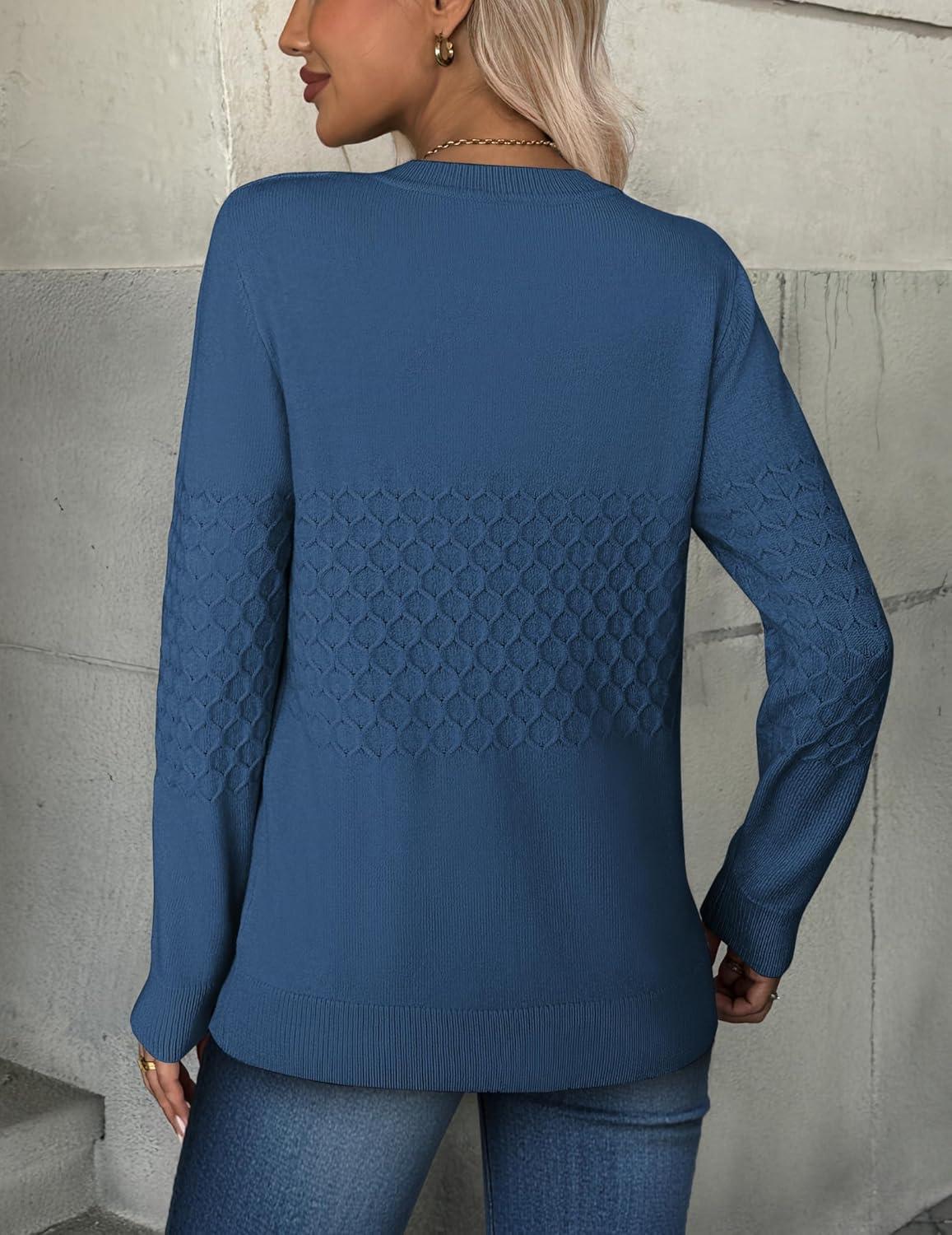 imageZEAGOO Womens Sweaters Long Sleeve Tops Crew Neck Knit Pullover Sweaters Fall Fashion 2026 Dressy Casual Basic ClothesA Royal Blue