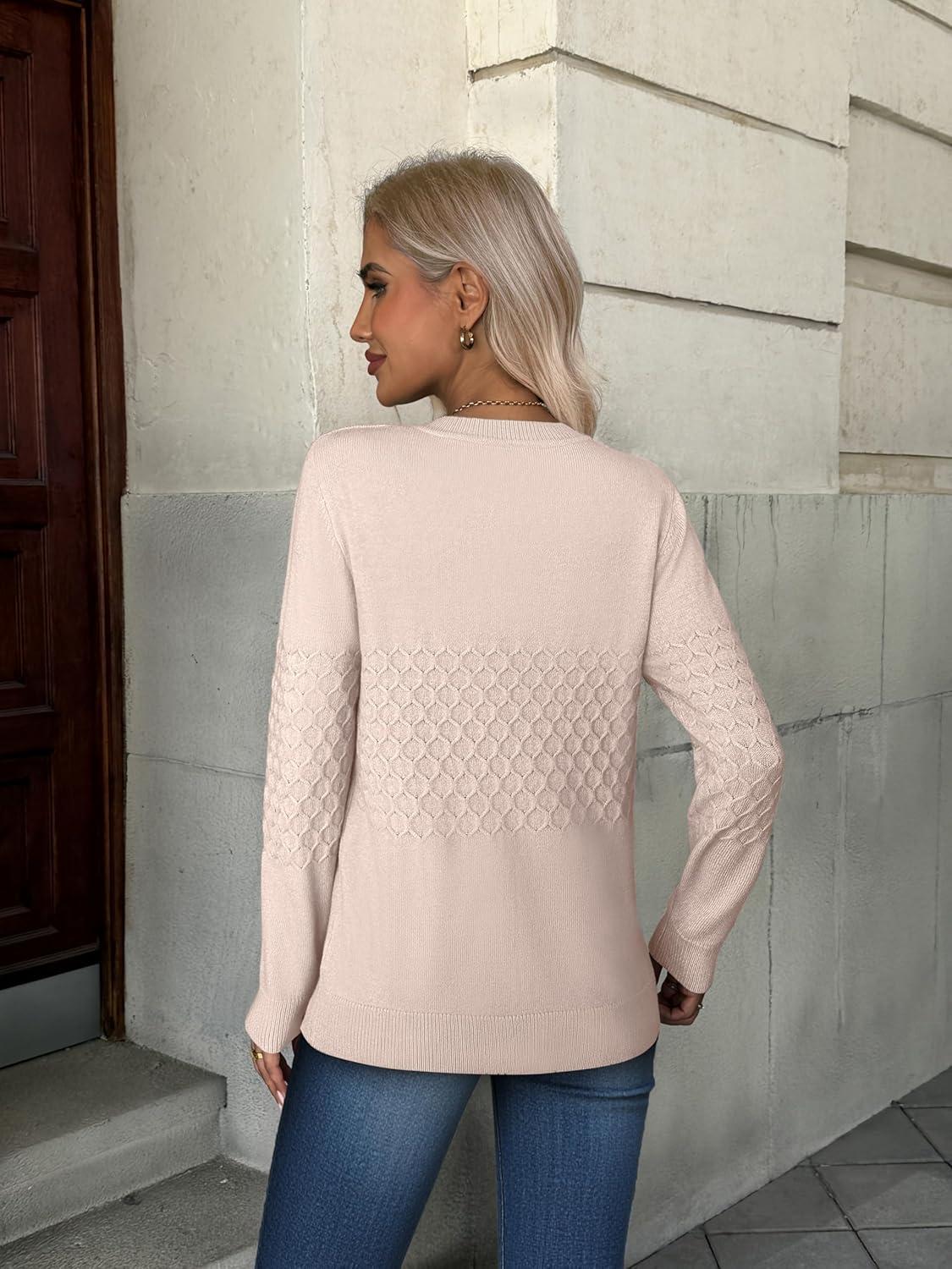 imageZEAGOO Womens Sweaters Long Sleeve Tops Crew Neck Knit Pullover Sweaters Fall Fashion 2026 Dressy Casual Basic ClothesA Warm Apricot