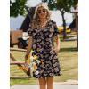 imageZEAGOO Summer Dresses for Women Short Sleeve Pettie Shift Dress V Neck Casual Mini Beach Vacation Boho Sundress with PocketsBlack Floral