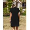 imageZEAGOO Summer Dresses for Women Short Sleeve Pettie Shift Dress V Neck Casual Mini Beach Vacation Boho Sundress with PocketsSolid Black