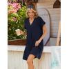 imageZEAGOO Summer Dresses for Women Short Sleeve Pettie Shift Dress V Neck Casual Mini Beach Vacation Boho Sundress with PocketsSolid Navy