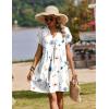 imageZEAGOO Summer Dresses for Women Short Sleeve Pettie Shift Dress V Neck Casual Mini Beach Vacation Boho Sundress with PocketsWhite Floral