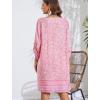 imageZeagoo Womens Boho Dresses Casual Beach Summer Dress Tassel Tie Neck 34 Long Sleeve Mini Sundress 2026 Floral Print Cover Up01 Pink