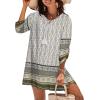 imageZeagoo Womens Boho Dresses Casual Beach Summer Dress Tassel Tie Neck 34 Long Sleeve Mini Sundress 2026 Floral Print Cover Up01 White
