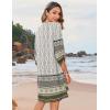 imageZeagoo Womens Boho Dresses Casual Beach Summer Dress Tassel Tie Neck 34 Long Sleeve Mini Sundress 2026 Floral Print Cover Up01 White