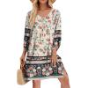imageZeagoo Womens Boho Dresses Casual Beach Summer Dress Tassel Tie Neck 34 Long Sleeve Mini Sundress 2026 Floral Print Cover Up02 Apricot