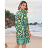 imageZeagoo Womens Boho Dresses Casual Beach Summer Dress Tassel Tie Neck 34 Long Sleeve Mini Sundress 2026 Floral Print Cover Up02 Green