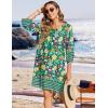 imageZeagoo Womens Boho Dresses Casual Beach Summer Dress Tassel Tie Neck 34 Long Sleeve Mini Sundress 2026 Floral Print Cover Up02 Green