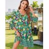 imageZeagoo Womens Boho Dresses Casual Beach Summer Dress Tassel Tie Neck 34 Long Sleeve Mini Sundress 2026 Floral Print Cover Up02 Green