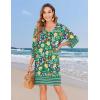 imageZeagoo Womens Boho Dresses Casual Beach Summer Dress Tassel Tie Neck 34 Long Sleeve Mini Sundress 2026 Floral Print Cover Up02 Green