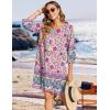 imageZeagoo Womens Boho Dresses Casual Beach Summer Dress Tassel Tie Neck 34 Long Sleeve Mini Sundress 2026 Floral Print Cover Up03 Apricot