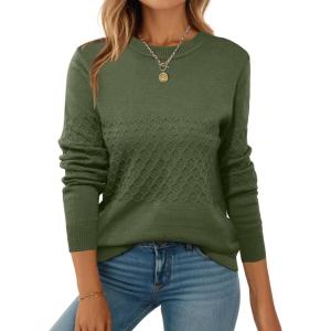 imageZEAGOO Womens Sweaters Long Sleeve Tops Crew Neck Knit Pullover Sweaters Fall Fashion 2026 Dressy Casual Basic ClothesA Army Green