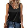 imageZeagoo Women 2026 Silk Satin Tank Top Casual V Neck Camisole Blouses Loose Sleeveless Cami Basic Tank ShirtBblack