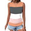 imageZeagoo Womens Ruched Tank Tops Summer Dressy Casual Crewneck Sleeveless Shirts SXXLOrange Pink Grey White Stripe