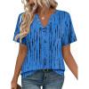 imageZeagoo Womens Tops Short Sleeve V Neck Tee Shirts Cute Dressy Casual Clothing Business Work BlouseBlue Stripes Zr459