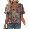 imageZeagoo Womens Tops Short Sleeve V Neck Tee Shirts Cute Dressy Casual Clothing Business Work BlouseBrown Bohemian Mz721