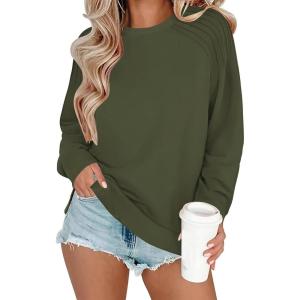 imageZeagoo Christmas Tunic Sweatshirts for Women Crewneck Lightweight Sweaters Raglan Long Sleeve Shirts Fall Fashion Tops 2025Army Green