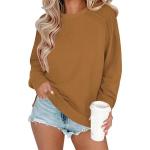 imageZeagoo Christmas Tunic Sweatshirts for Women Crewneck Lightweight Sweaters Raglan Long Sleeve Shirts Fall Fashion Tops 2025Brown