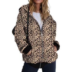 imageZeagoo Hoodies For Women Zip Up Hoodie Oversized Sweatshirt Fleece Jackets Fall Winter Coats 2025 FashionLeopard Print