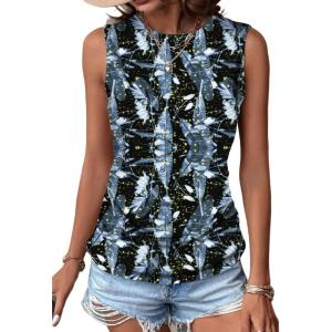 imageZeagoo Womens Ruched Tank Tops Summer Dressy Casual Crewneck Sleeveless Shirts SXXLBlack Blue Yellow