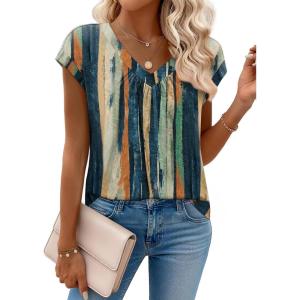 imageZeagoo Womens Tops Short Sleeve V Neck Shirts Summer Dressy Casual Business Clothes Work Blouses Fashion Clothing OutfitsCx289