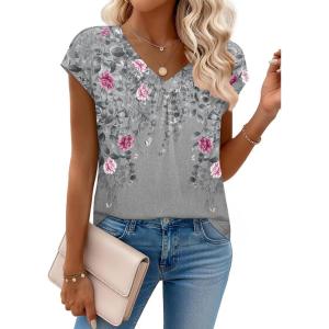 imageZeagoo Womens Tops Short Sleeve V Neck Shirts Summer Dressy Casual Business Clothes Work Blouses Fashion Clothing OutfitsHf36