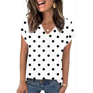 imageZeagoo Womens Tops Short Sleeve V Neck Shirts Summer Dressy Casual Business Clothes Work Blouses Fashion Clothing OutfitsJh592 Polka Dot