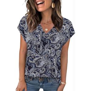 imageZeagoo Womens Tops Short Sleeve V Neck Shirts Summer Dressy Casual Business Clothes Work Blouses Fashion Clothing OutfitsMz473