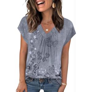 imageZeagoo Womens Tops Short Sleeve V Neck Shirts Summer Dressy Casual Business Clothes Work Blouses Fashion Clothing OutfitsMz913