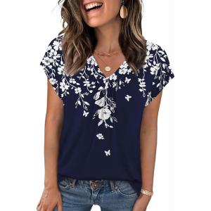 imageZeagoo Womens Tops Short Sleeve V Neck Shirts Summer Dressy Casual Business Clothes Work Blouses Fashion Clothing OutfitsSf103 Boho