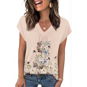 imageZeagoo Womens Tops Short Sleeve V Neck Shirts Summer Dressy Casual Business Clothes Work Blouses Fashion Clothing OutfitsSf142