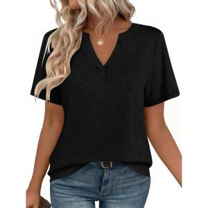 imageZeagoo Womens Tops Short Sleeve V Neck Tee Shirts Cute Dressy Casual Clothing Business Work BlouseBlack