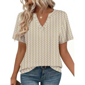 imageZeagoo Womens Tops Short Sleeve V Neck Tee Shirts Cute Dressy Casual Clothing Business Work BlouseFloral Stripes Cx318