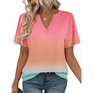 imageZeagoo Womens Tops Short Sleeve V Neck Tee Shirts Cute Dressy Casual Clothing Business Work BlousePink Stripes Jb218