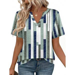 imageZeagoo Womens Tops Short Sleeve V Neck Tee Shirts Cute Dressy Casual Clothing Business Work BlouseStripes Jh530