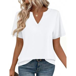 imageZeagoo Womens Tops Short Sleeve V Neck Tee Shirts Cute Dressy Casual Clothing Business Work BlouseWhite