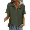 imageZeagoo Women Blouses Short Sleeve Button Down Shirts Business Casual Dressy Work Tops Summer Spring ClothesArmy Green