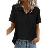 imageZeagoo Women Blouses Short Sleeve Button Down Shirts Business Casual Dressy Work Tops Summer Spring ClothesBlack