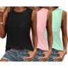 imageZeagoo Womens 3 Pack Tank Tops 2026 Loose Fit High Neck Summer Top Dressy Casual Sleeveless Shirts with Pocket3black green pink