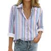 imageZeagoo Womens Cotton Linen Button Down Shirts Loose Fit Long Sleeve Collared Blouse Casual V Neck Tops Outfits S3XLTz267