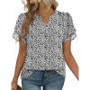 imageZeagoo Womens Dressy Casual Shirts Short Sleeve V Neck Work Blouse Business Casual Summer Chiffon TopsWhite Cheetah