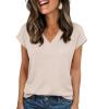 imageZeagoo Womens Tops Cap Short Sleeve Textured Blouse V Neck Summer Spring Shirts Business Casual OutfitsApricot
