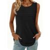 imageZeagoo Womens Tops Dressy Casual Summer Loose Fit Tank Tops Trendy Pleated Front Scoop Neck Sleeveless Tunic ShirtsBlack