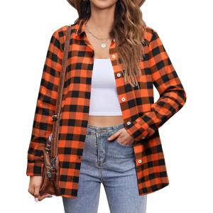 imageZeagoo Flannel Shirt Women Button Down Long Sleeve Plaid Shirts Collared Casual Work Tops S2XLAgz409
