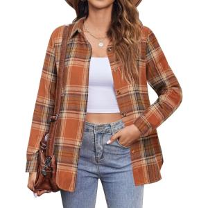 imageZeagoo Flannel Shirt Women Button Down Long Sleeve Plaid Shirts Collared Casual Work Tops S2XLGw185
