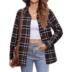 imageZeagoo Flannel Shirt Women Button Down Long Sleeve Plaid Shirts Collared Casual Work Tops S2XLGw66