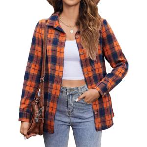 imageZeagoo Flannel Shirt Women Button Down Long Sleeve Plaid Shirts Collared Casual Work Tops S2XLGz435